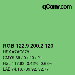 カラーコード: RGB 122.9 200.2 120 | qconv.com