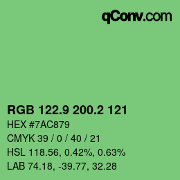 カラーコード: RGB 122.9 200.2 121 | qconv.com