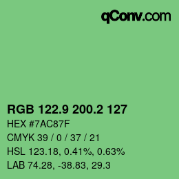 カラーコード: RGB 122.9 200.2 127 | qconv.com
