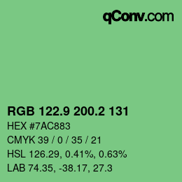 カラーコード: RGB 122.9 200.2 131 | qconv.com