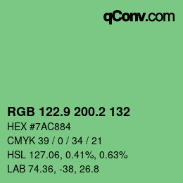 カラーコード: RGB 122.9 200.2 132 | qconv.com