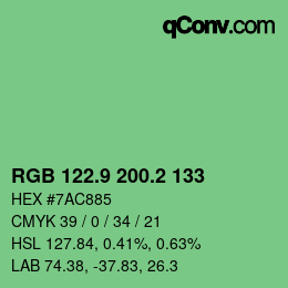 カラーコード: RGB 122.9 200.2 133 | qconv.com