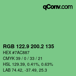 カラーコード: RGB 122.9 200.2 135 | qconv.com
