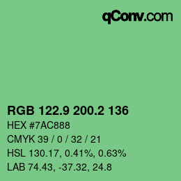 カラーコード: RGB 122.9 200.2 136 | qconv.com