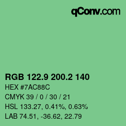 カラーコード: RGB 122.9 200.2 140 | qconv.com
