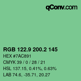 カラーコード: RGB 122.9 200.2 145 | qconv.com