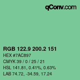 カラーコード: RGB 122.9 200.2 151 | qconv.com