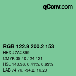 カラーコード: RGB 122.9 200.2 153 | qconv.com
