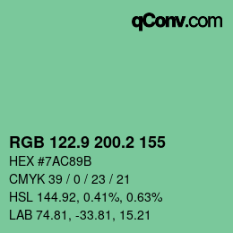 カラーコード: RGB 122.9 200.2 155 | qconv.com
