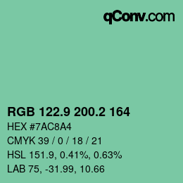 カラーコード: RGB 122.9 200.2 164 | qconv.com