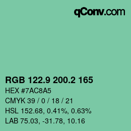 カラーコード: RGB 122.9 200.2 165 | qconv.com