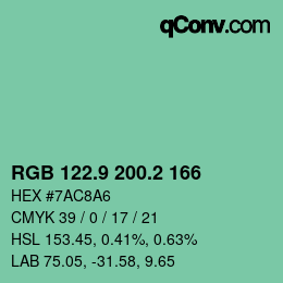 カラーコード: RGB 122.9 200.2 166 | qconv.com