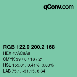 カラーコード: RGB 122.9 200.2 168 | qconv.com
