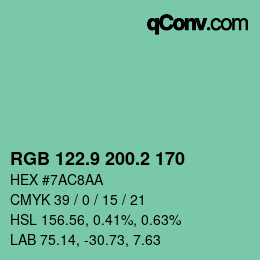 カラーコード: RGB 122.9 200.2 170 | qconv.com