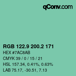 カラーコード: RGB 122.9 200.2 171 | qconv.com