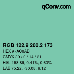 Color code: RGB 122.9 200.2 173 | qconv.com