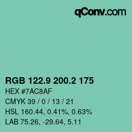 カラーコード: RGB 122.9 200.2 175 | qconv.com