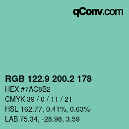 Color code: RGB 122.9 200.2 178 | qconv.com