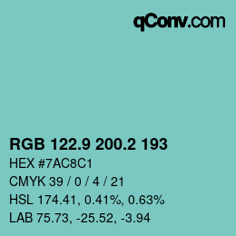 Color code: RGB 122.9 200.2 193 | qconv.com