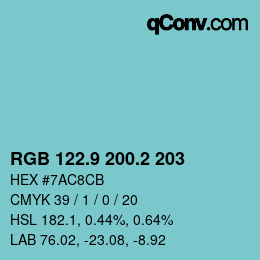 Color code: RGB 122.9 200.2 203 | qconv.com