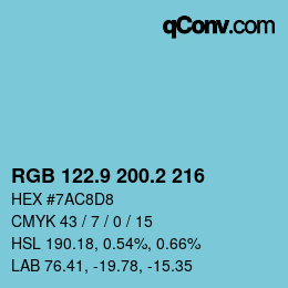 Farbcode: RGB 122.9 200.2 216 | qconv.com