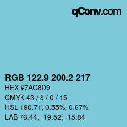 Farbcode: RGB 122.9 200.2 217 | qconv.com