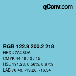 Farbcode: RGB 122.9 200.2 218 | qconv.com