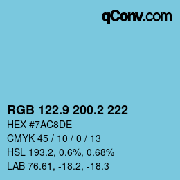 Farbcode: RGB 122.9 200.2 222 | qconv.com