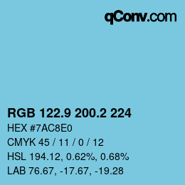 カラーコード: RGB 122.9 200.2 224 | qconv.com