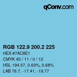 Color code: RGB 122.9 200.2 225 | qconv.com