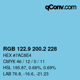 Farbcode: RGB 122.9 200.2 228 | qconv.com