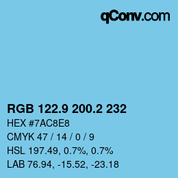 Farbcode: RGB 122.9 200.2 232 | qconv.com