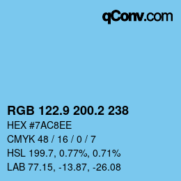 Farbcode: RGB 122.9 200.2 238 | qconv.com