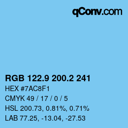 Color code: RGB 122.9 200.2 241 | qconv.com