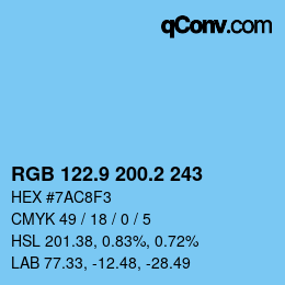 Color code: RGB 122.9 200.2 243 | qconv.com