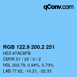 Color code: RGB 122.9 200.2 251 | qconv.com