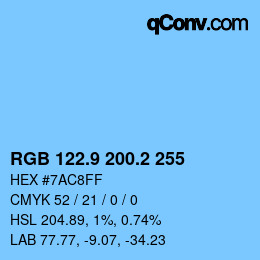 Color code: RGB 122.9 200.2 255 | qconv.com