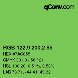カラーコード: RGB 122.9 200.2 85 | qconv.com