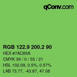 カラーコード: RGB 122.9 200.2 90 | qconv.com