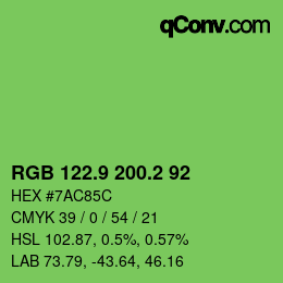 カラーコード: RGB 122.9 200.2 92 | qconv.com