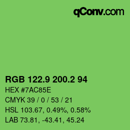 カラーコード: RGB 122.9 200.2 94 | qconv.com