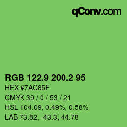 カラーコード: RGB 122.9 200.2 95 | qconv.com