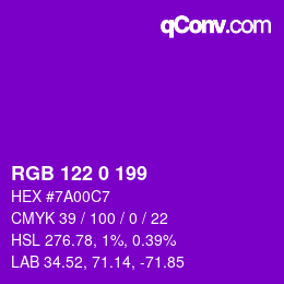 Color code: RGB 122 0 199 | qconv.com
