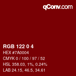 Color code: RGB 122 0 4 | qconv.com