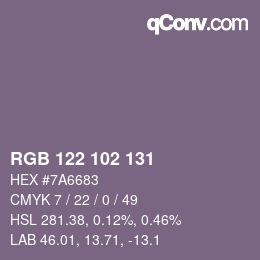 Farbcode: RGB 122 102 131 | qconv.com