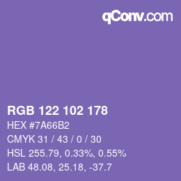 Color code: RGB 122 102 178 | qconv.com