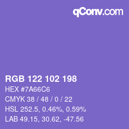 Color code: RGB 122 102 198 | qconv.com