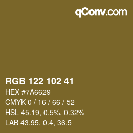 Código de color: RGB 122 102 41 | qconv.com