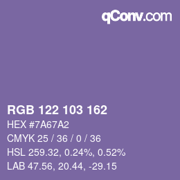 カラーコード: RGB 122 103 162 | qconv.com