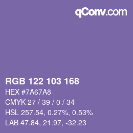 Farbcode: RGB 122 103 168 | qconv.com